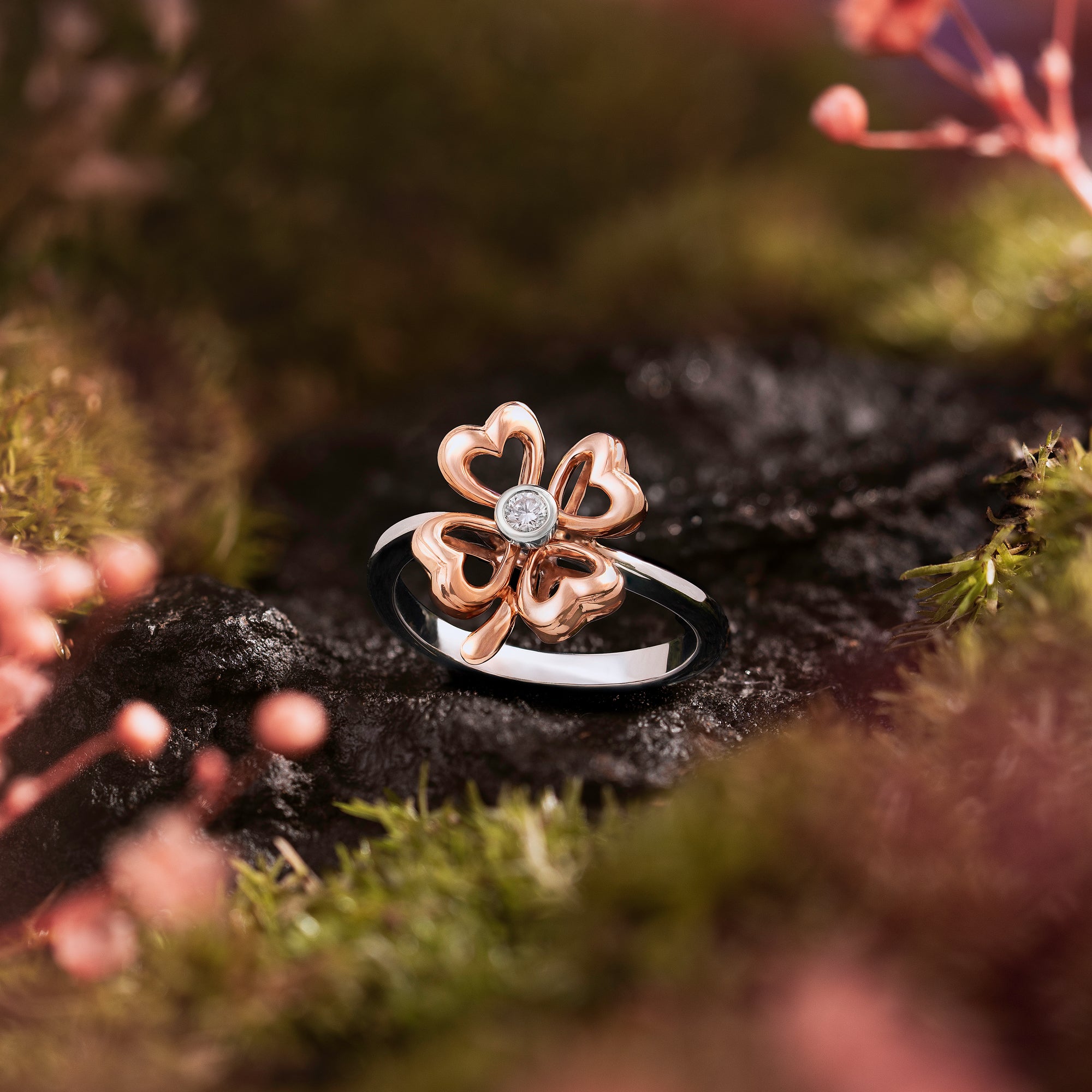 Ladies Ring Clover Pink Era